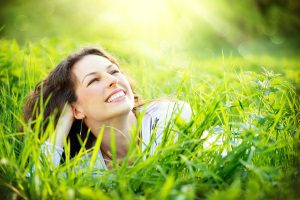woman breathing clean air